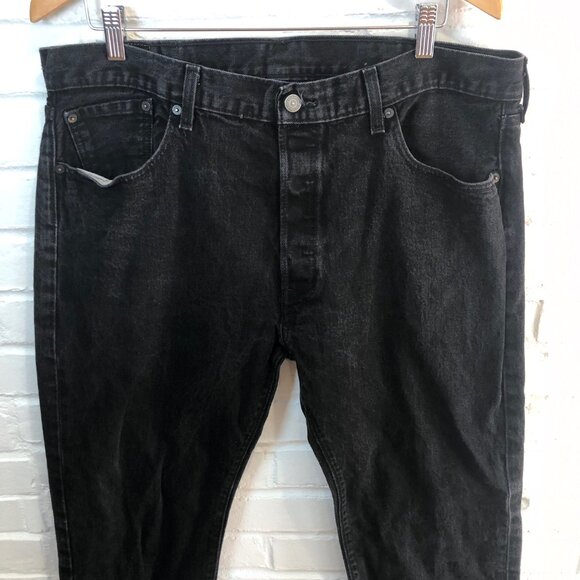 Levis 501 Jeans Button Fly Black Waterless Denim Men's 38x32 - Picture 6 of 9